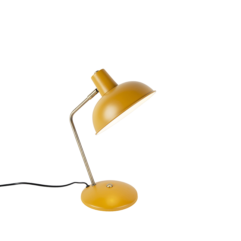 tafellampen Retro tafellamp geel met brons Milou Metaal Geel Wil je bureau opvrolijken een leuke Dan is deze echt iets voor jou. Hij past in retro interieur