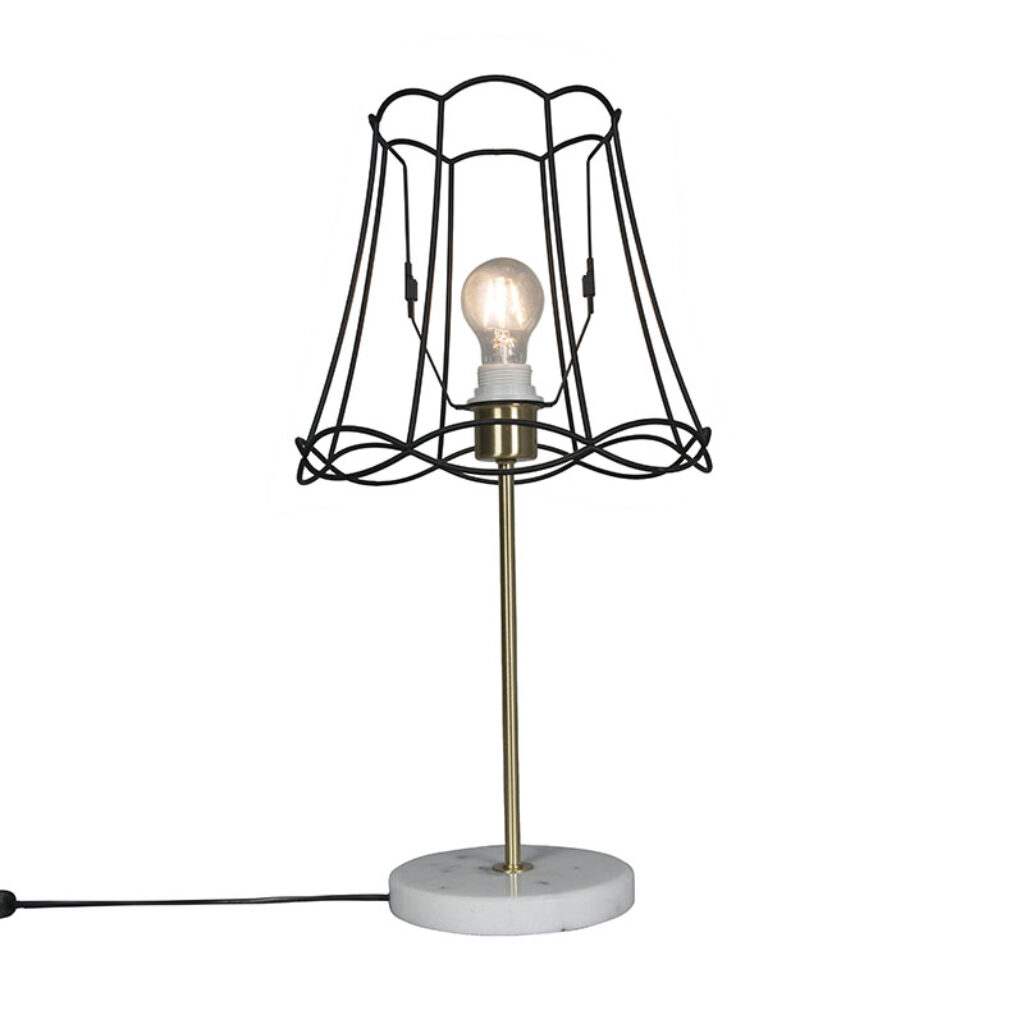 tafellampen Retro tafellamp messing met Granny frame zwart 30 cm Kaso StaalMarmer Zwart Tafellamp is zijn simpele en strakke design een plaatje opzich. Deze in