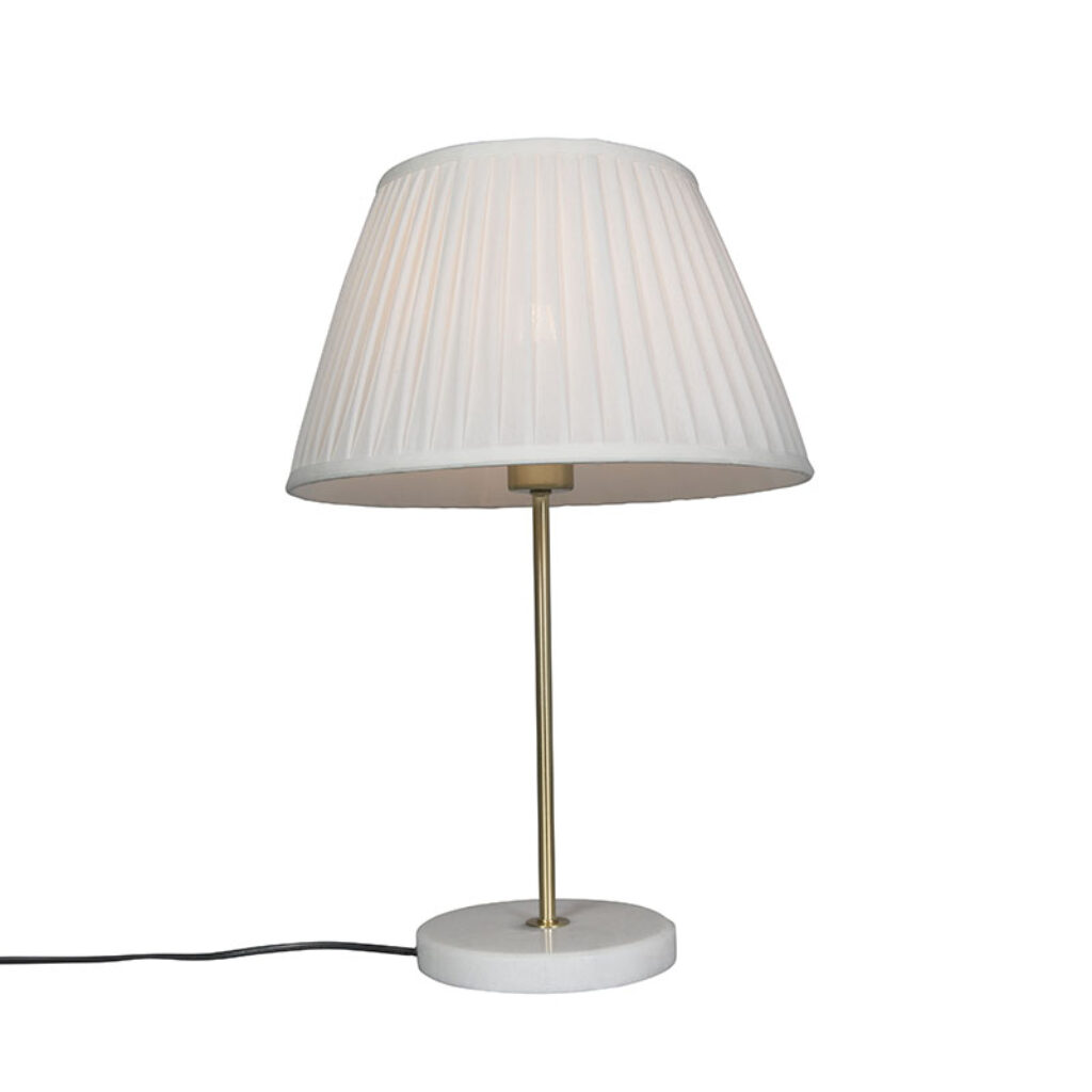 tafellampen Retro tafellamp messing met Plisse kap 35 cm Kaso StofStaalMarmer Tafellamp is zijn simpele en strakke design een plaatje opzich. Deze in gehulde