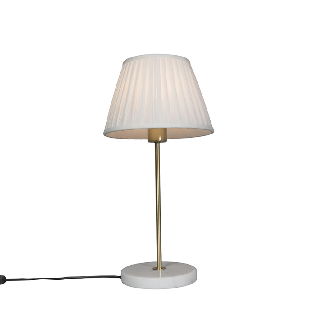 tafellampen Retro tafellamp messing met Plisse kap wit 25 cm Kaso StofStaalMarmer Wit Tafellamp is zijn simpele en strakke design een plaatje opzich. Deze in