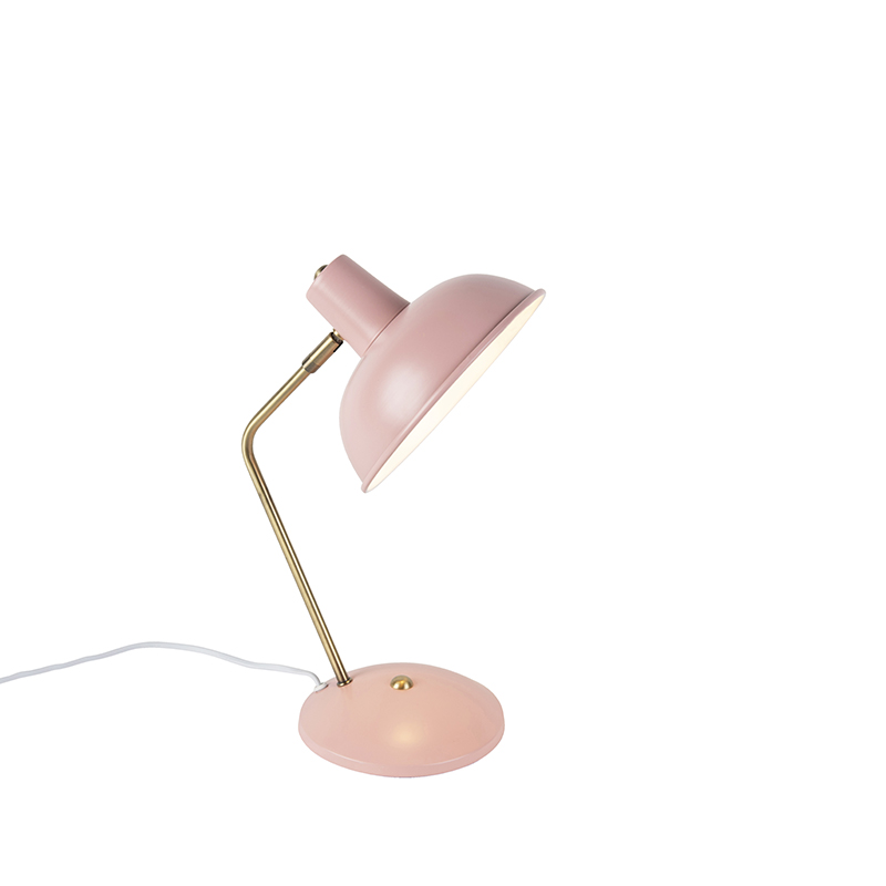 tafellampen Retro tafellamp roze met brons Milou Metaal Roze Wil je bureau opvrolijken een leuke Dan is deze echt iets voor jou. Hij past in retro interieur