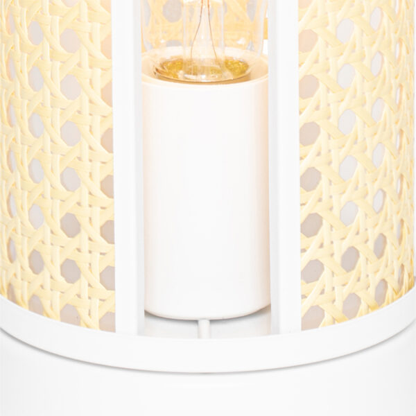Retro tafellamp wit met rotan 12 cm - Akira - Afbeelding 2