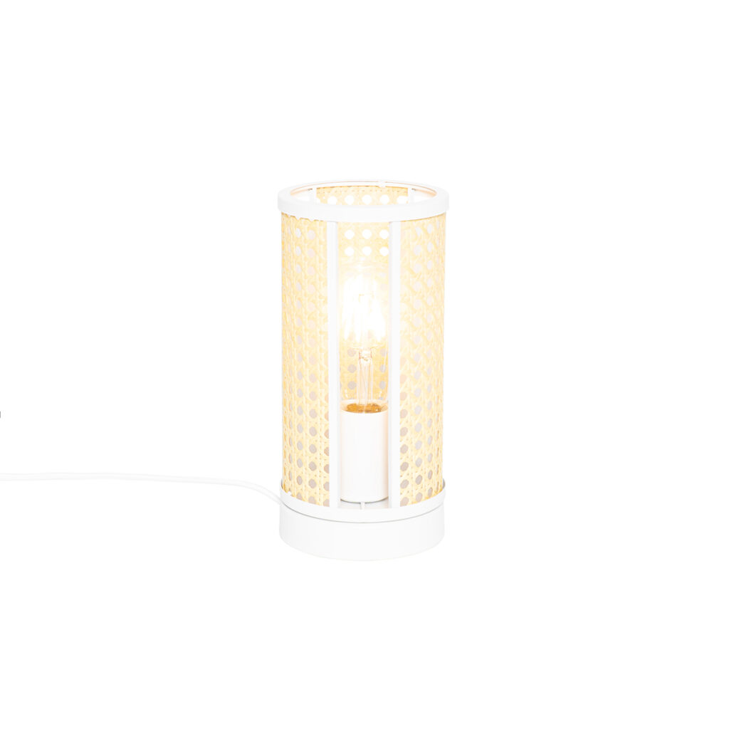 tafellampen Retro tafellamp wit met rotan 12 cm Akira RotanStaal Wit Onze is onopvallend maar toch aanwezig dankzij zijn mooie Deze de perfecte sfeermaker in je