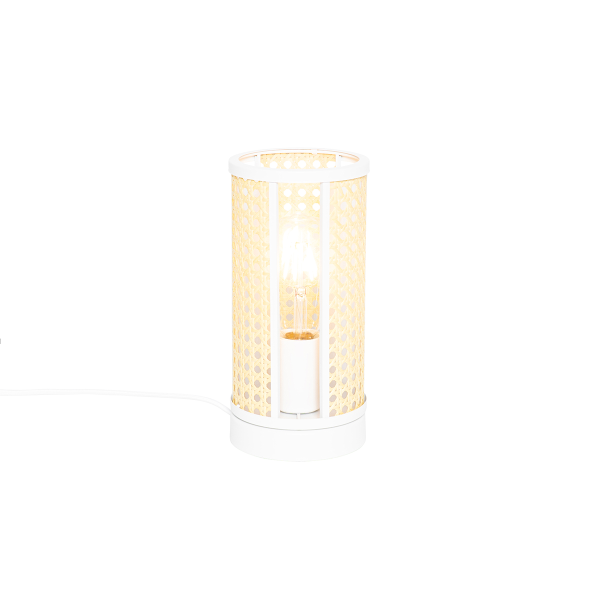 tafellampen Retro tafellamp wit met rotan 12 cm Akira RotanStaal Wit Onze is onopvallend maar toch aanwezig dankzij zijn mooie Deze de perfecte sfeermaker in je
