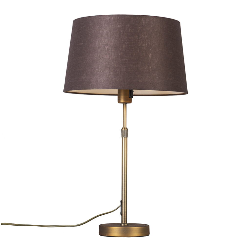 tafellampen Tafellamp brons met kap bruin 35 cm verstelbaar Parte MetaalStof Brons Hou jij wel van een klassieke touch in je Dan is deze tafellamp echt iets