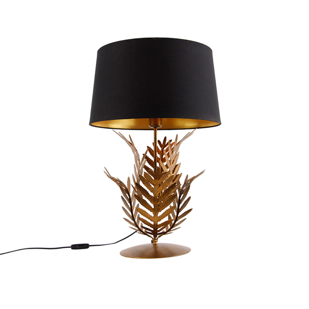 tafellampen Tafellamp goud met katoenen kap zwart 40 cm Botanica StaalKatoen Zwart Deze is niet alleen een tafellamp maar ook mooie Perfect in de woonkamer of