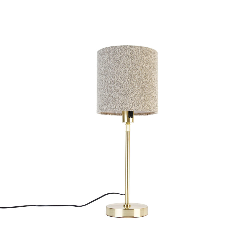 tafellampen Tafellamp goud verstelbaar met boucle kap taupe 20 cm Parte StaalStof is warme lamp voor in de woonkamer werkkamer of slaapkamer. Zijn lampenkap