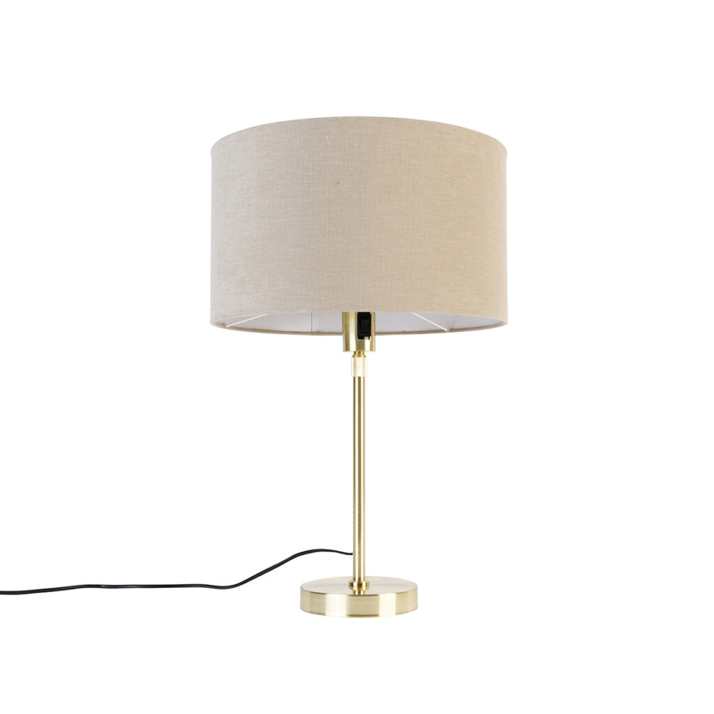 tafellampen Tafellamp goud verstelbaar met kap lichtbruin 35 cm Parte StaalStof gaat mooi op in je interieur. Door zijn neutrale bruine en messing poot past hij