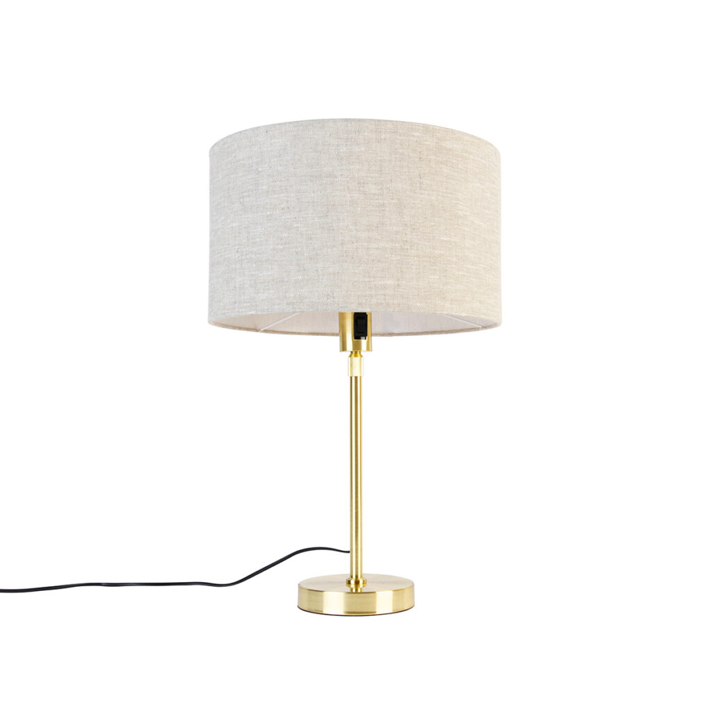 tafellampen Tafellamp goud verstelbaar met kap lichtgrijs 35 cm Parte StaalStof Deze klassieke tafellamp is een sfeervolle toevoeging in jouw interieur. Met