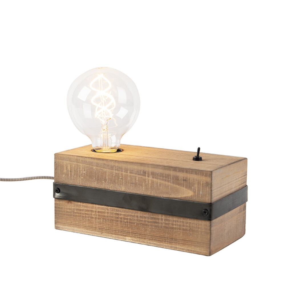 tafellampen tafellamp hout Reena HoutStaal Bruin Deze gaat jouw interieur helemaal compleet Door het gebruik van rauwe materialen zoals staal gecombineerd met