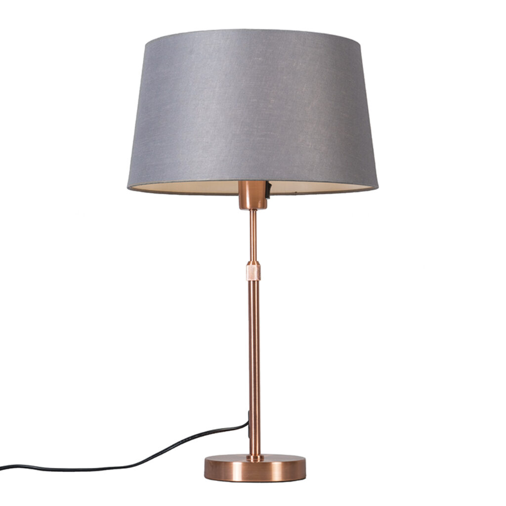 tafellampen Tafellamp koper met kap grijs 35 cm verstelbaar Parte MetaalStof Koper Hou jij wel van een klassieke touch in je Dan is deze tafellamp echt iets