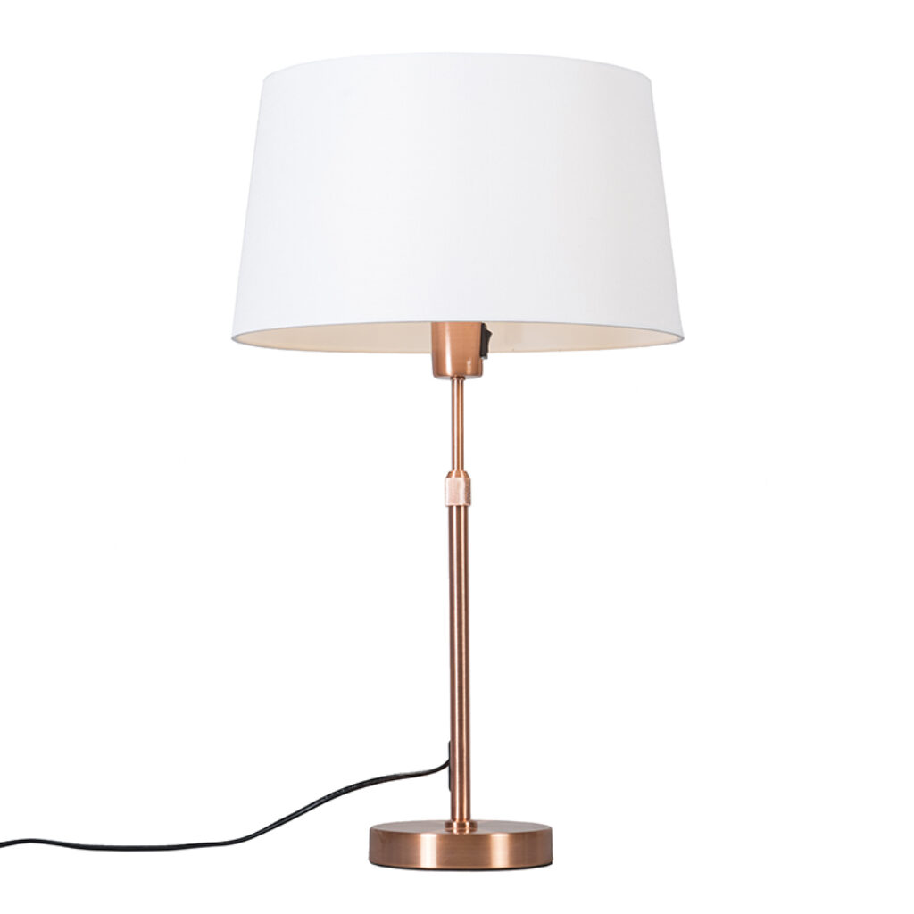 tafellampen Tafellamp koper met kap wit 35 cm verstelbaar Parte MetaalStof Koper Hou jij wel van een klassieke touch in je Dan is deze tafellamp echt iets voor