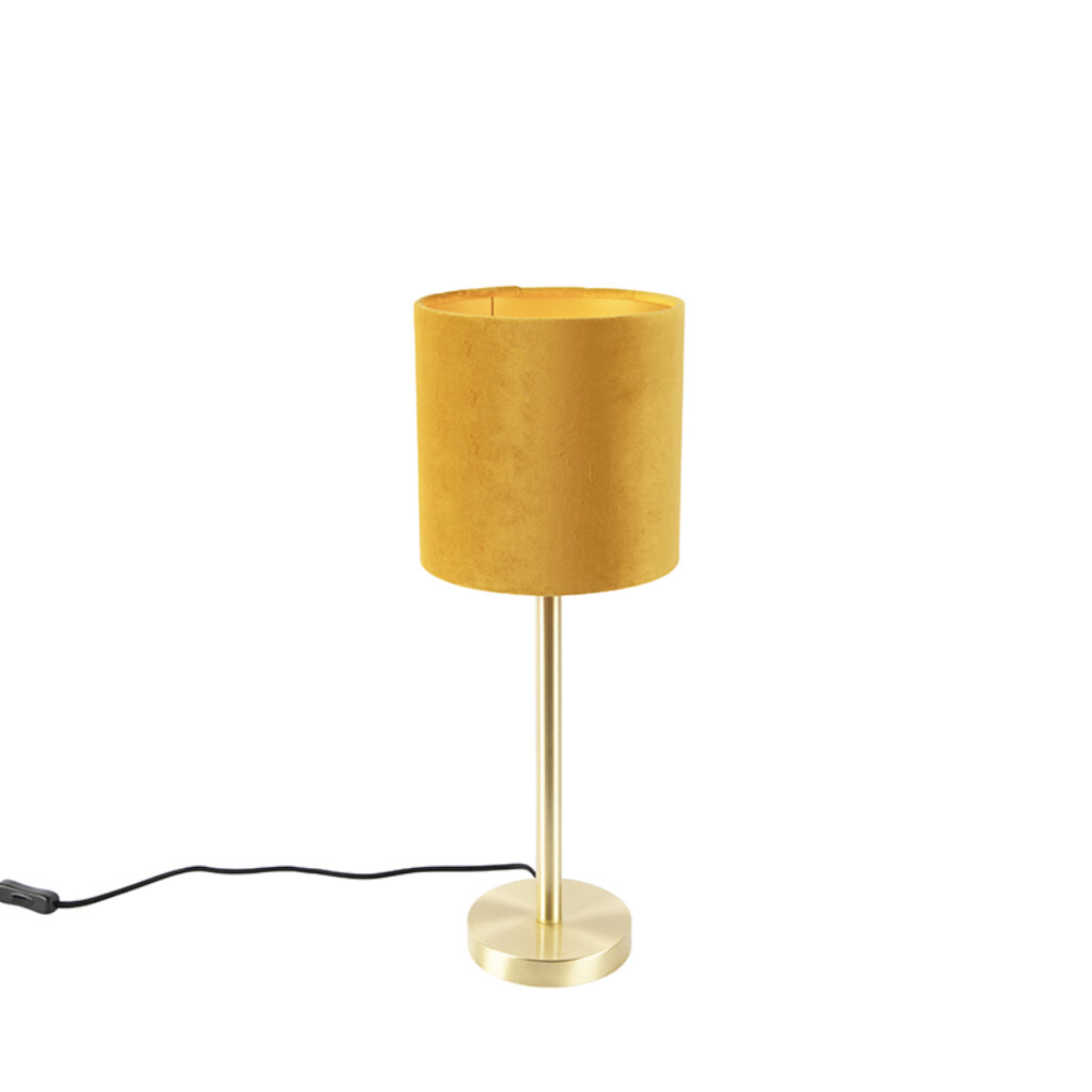 tafellampen Tafellamp messing met gele kap 20 cm Simplo StaalStof Geel Deze is een erg gezellige Het combinatie van tijdloos armatuur in en retro lampenkap