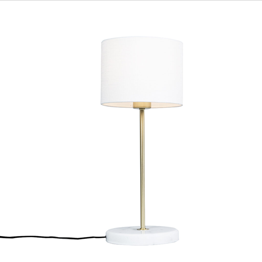 tafellampen Tafellamp messing met witte kap 20 cm Kaso MetaalSteen BetonStof Wit Breng sfeer in je interieur onze tafellamp. Het is een lamp voor de liefhebber