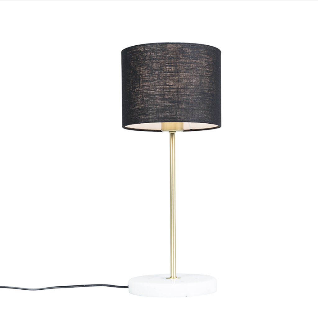 tafellampen Tafellamp messing met zwarte kap 20 cm Kaso MetaalSteen BetonStof Zwart Breng sfeer in je interieur onze tafellamp. Het is een lamp voor de