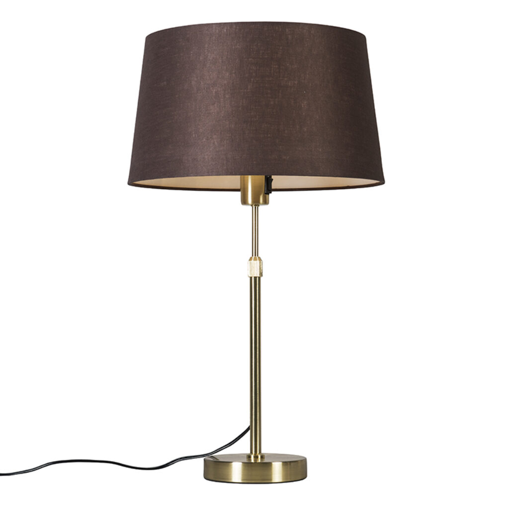 tafellampen Tafellamp met kap bruin 35 cm verstelbaar Parte MetaalStof Hou jij wel van een klassieke touch in je Dan is deze tafellamp echt iets voor Een