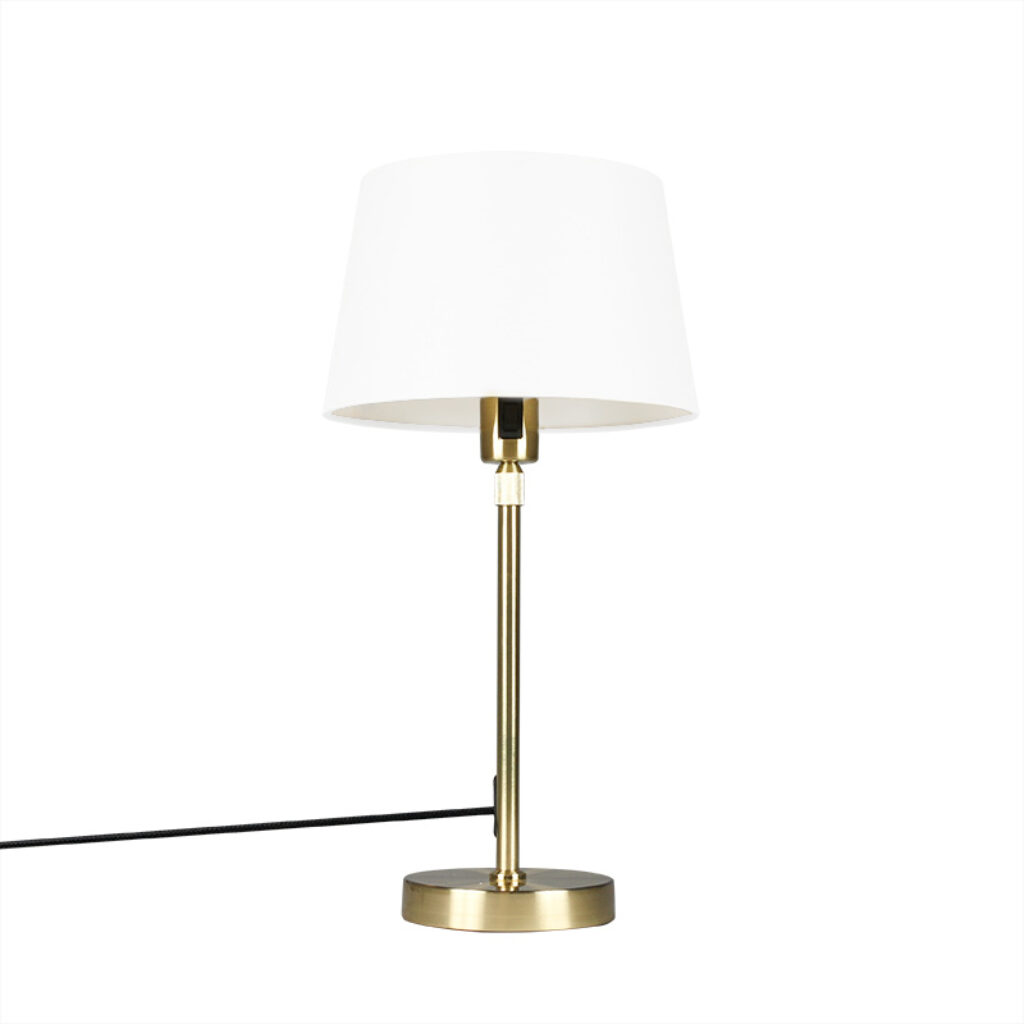 tafellampen Tafellamp met kap wit 25 cm verstelbaar Parte MetaalStof Wit Hou jij wel van een klassieke touch in je Dan is deze tafellamp echt iets voor Een