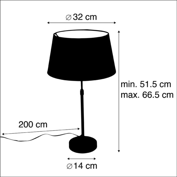 Tafellamp goud/messing met kap zwart met goud 32 cm - Parte - Afbeelding 3