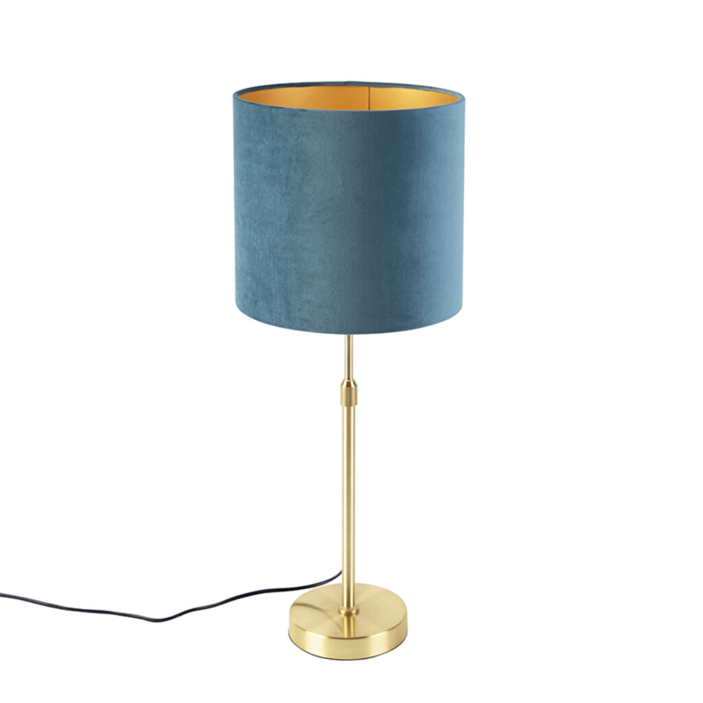 tafellampen Tafellamp met velours kap blauw 25 cm Parte StofStaal Blauw Hou jij wel van een klassieke touch in je Dan is deze tafellamp echt iets voor Een