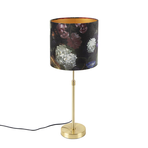 tafellampen Tafellamp met velours kap bloemen 25 cm Parte StofStaal Multicolor Hou jij wel van een klassieke touch in je Dan is deze tafellamp echt iets voor