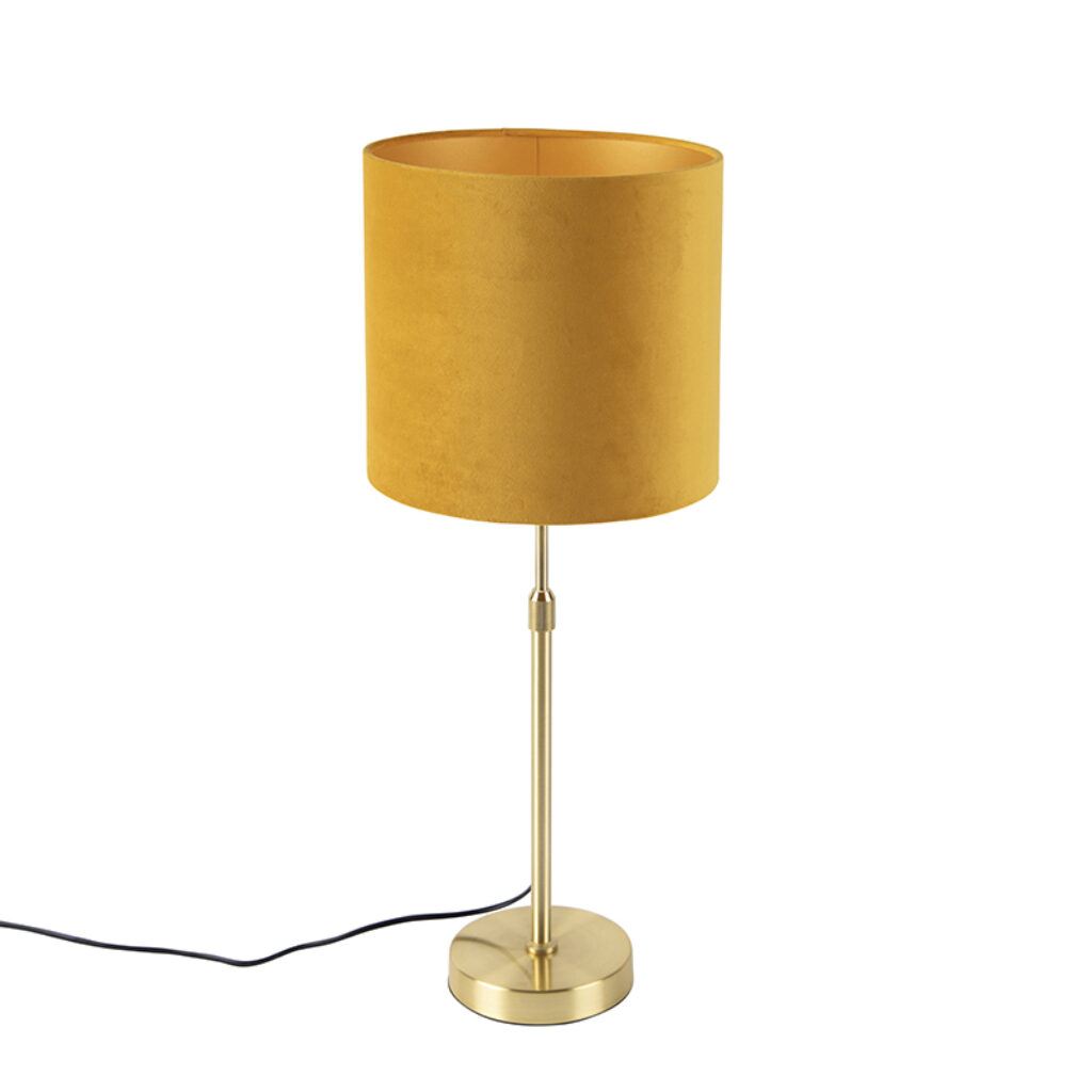 tafellampen Tafellamp met velours kap geel 25 cm Parte StofStaal Geel Hou jij wel van een klassieke touch in je Dan is deze tafellamp echt iets voor Een moderne