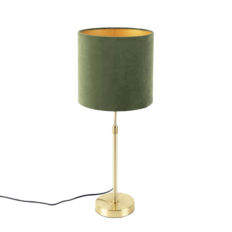 tafellampen Tafellamp met velours kap groen 25 cm Parte StofStaal Groen Hou jij wel van een klassieke touch in je Dan is deze tafellamp echt iets voor Een