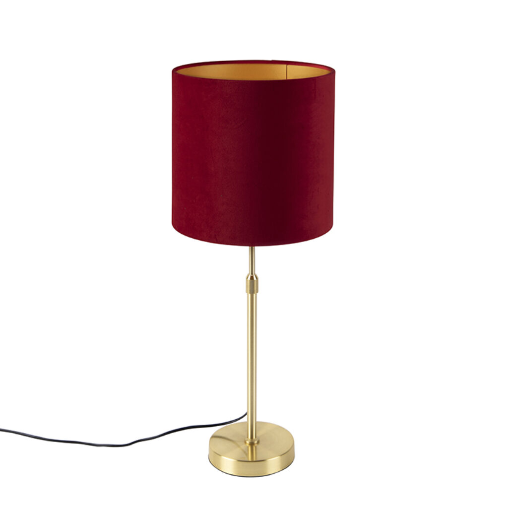 tafellampen Tafellamp met velours kap rood 25 cm Parte StofStaal Rood Hou jij wel van een klassieke touch in je Dan is deze tafellamp echt iets voor Een moderne