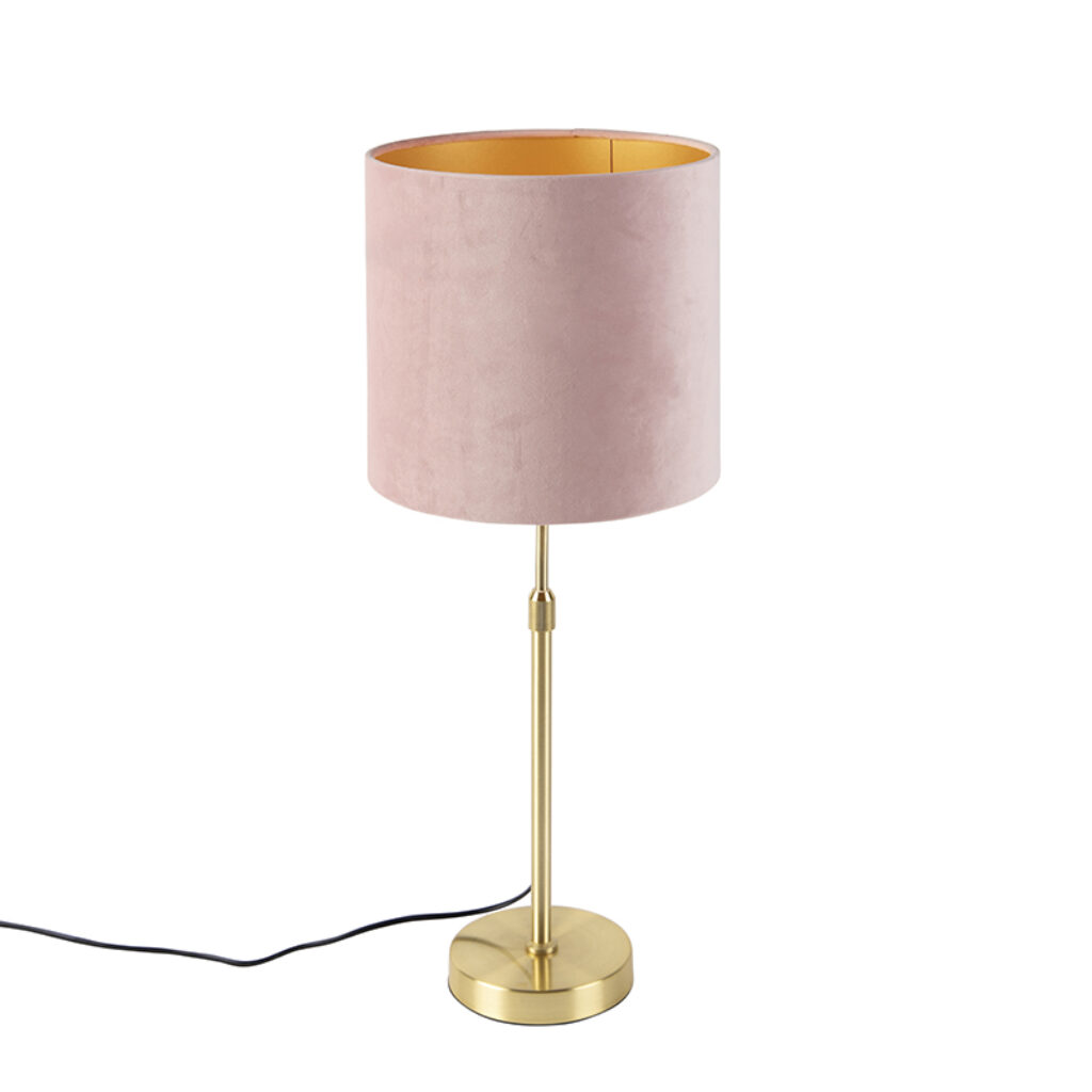 tafellampen Tafellamp met velours kap roze 25 cm Parte StofStaal Roze Hou jij wel van een klassieke touch in je Dan is deze tafellamp echt iets voor Een moderne