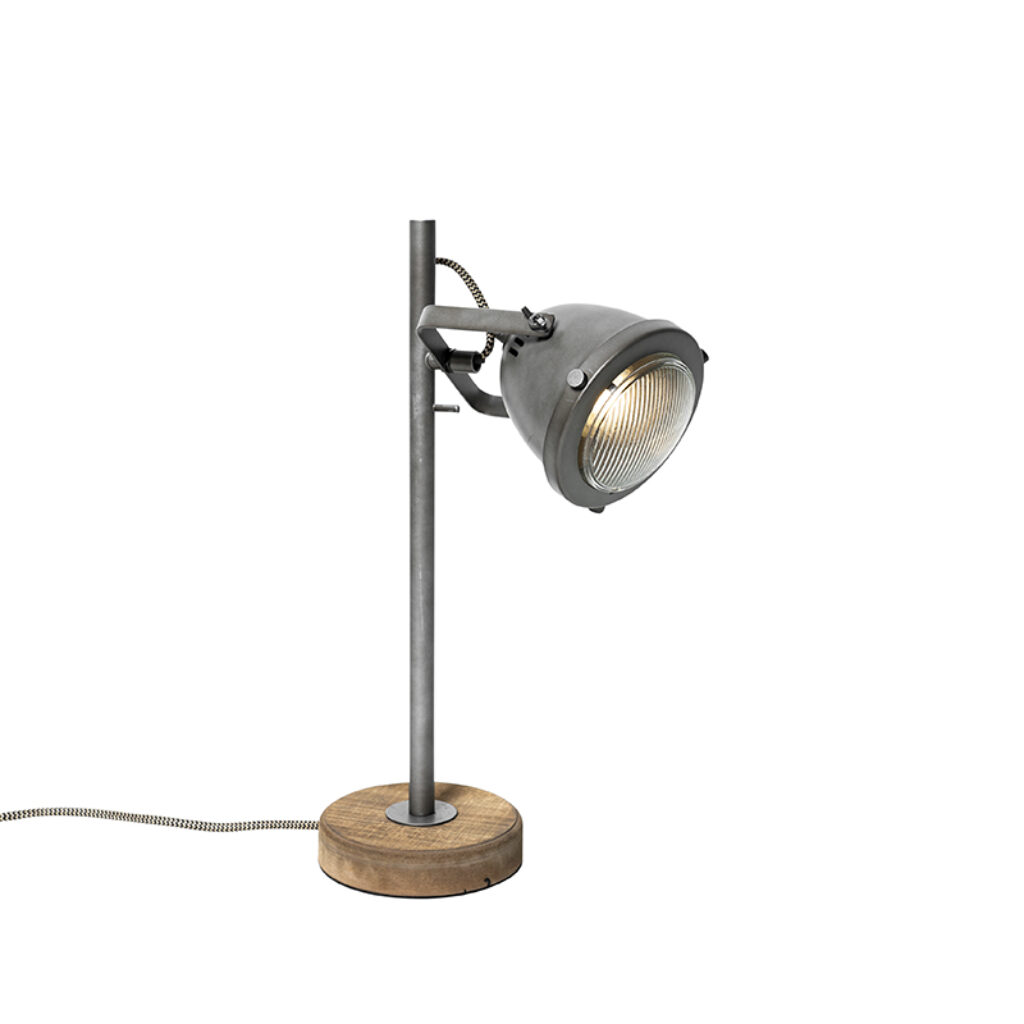 tafellampen tafellamp staal met hout 45 cm Emado StaalGlasHout Staal Kan jouw interieur nog een leuke Dan is iets voor Hij gemaakt van glas en hout. behoud de