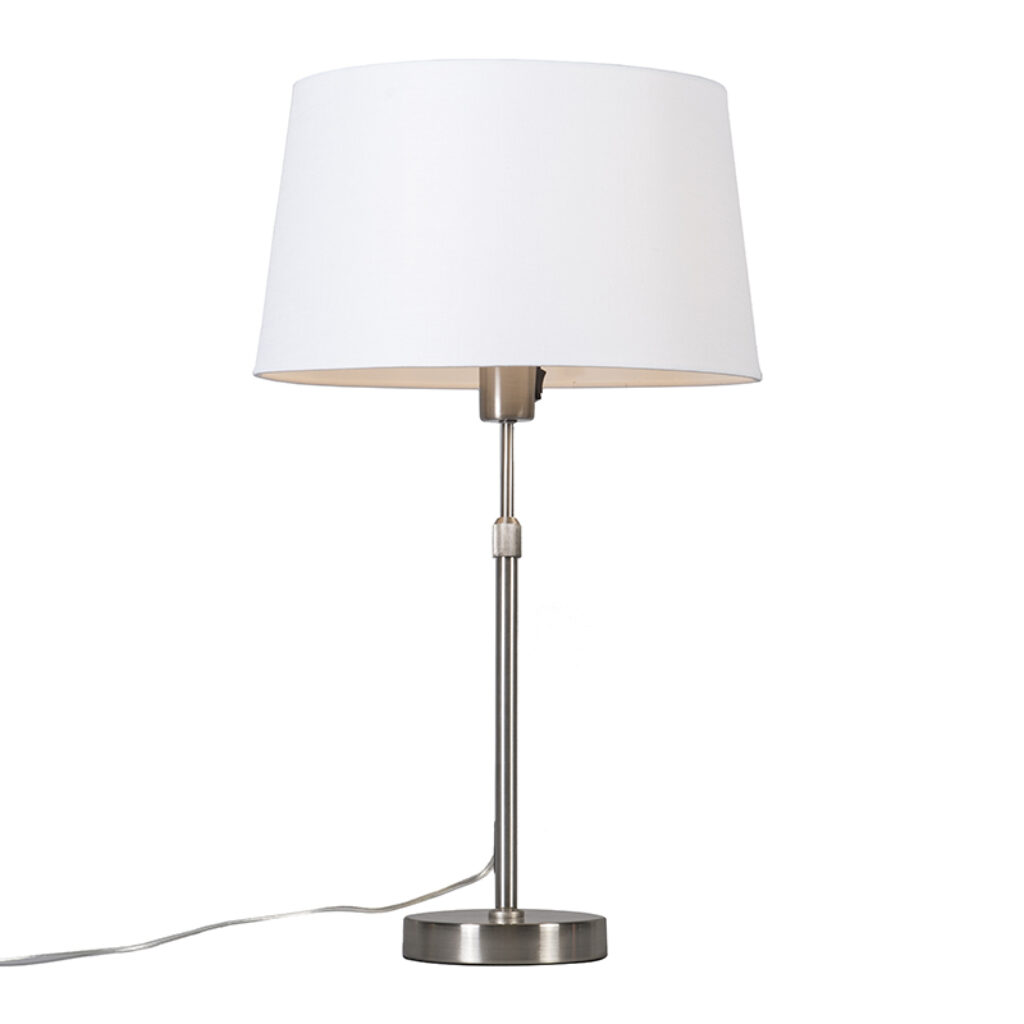 tafellampen Tafellamp staal met kap wit 35 cm verstelbaar Parte MetaalStof Staal Hou jij wel van een klassieke touch in je Dan is deze tafellamp echt iets voor