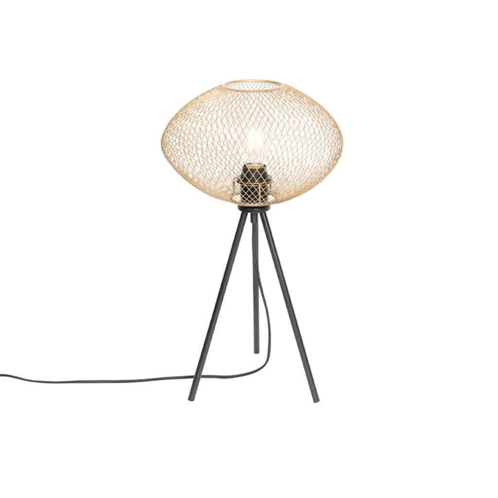 tafellampen tafellamp tripod goud Molly Staal Wat een sfeervolle is Zijn gaasstructuur zorgt voor prachtig lichteffect in de ruimte. Ook gouden kleur maakt hem