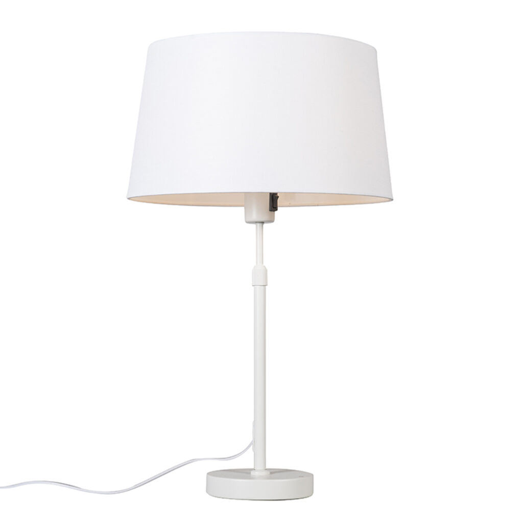 tafellampen Tafellamp wit met kap 35 cm verstelbaar Parte MetaalStof Wit Hou jij wel van een klassieke touch in je Dan is deze tafellamp echt iets voor Een