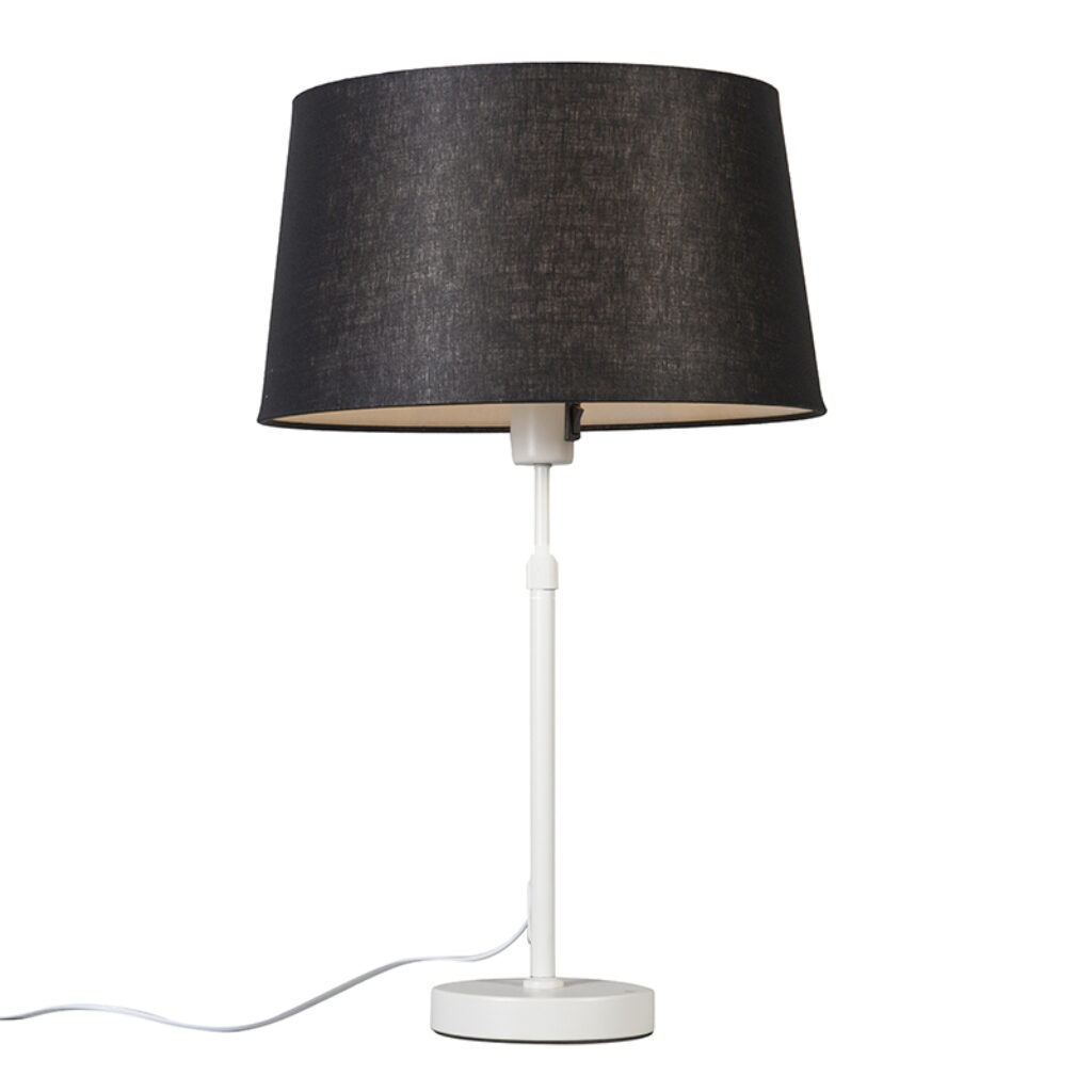 tafellampen Tafellamp wit met kap zwart 35 cm verstelbaar Parte MetaalStof Wit Hou jij wel van een klassieke touch in je Dan is deze tafellamp echt iets voor