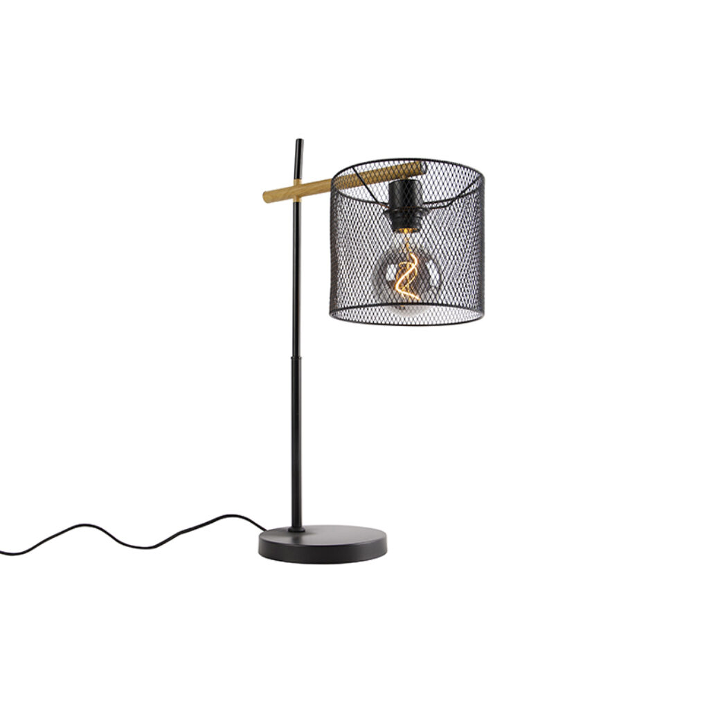 tafellampen tafellamp zwart Drum Mesh Staal Zwart is een lamp die indruk maakt dankzij zijn unieke open design en afwerking. De lampenkap waardoor je mooi
