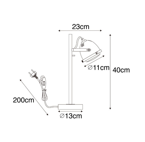 Industriële tafellamp zwart 45 cm - Emado - Afbeelding 3