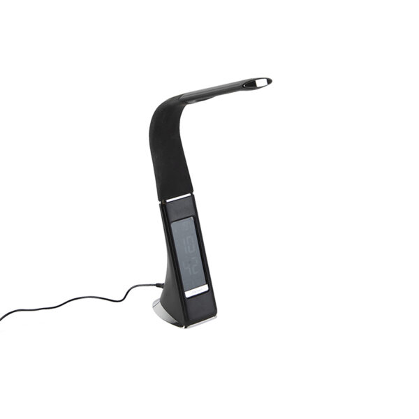 tafellampen Tafellamp zwart incl. kalender alarm en touchdimmer Axel Kunststof Zwart De is een echte design Hij heeft totale hoogte van 40 cm. wordt met snoer