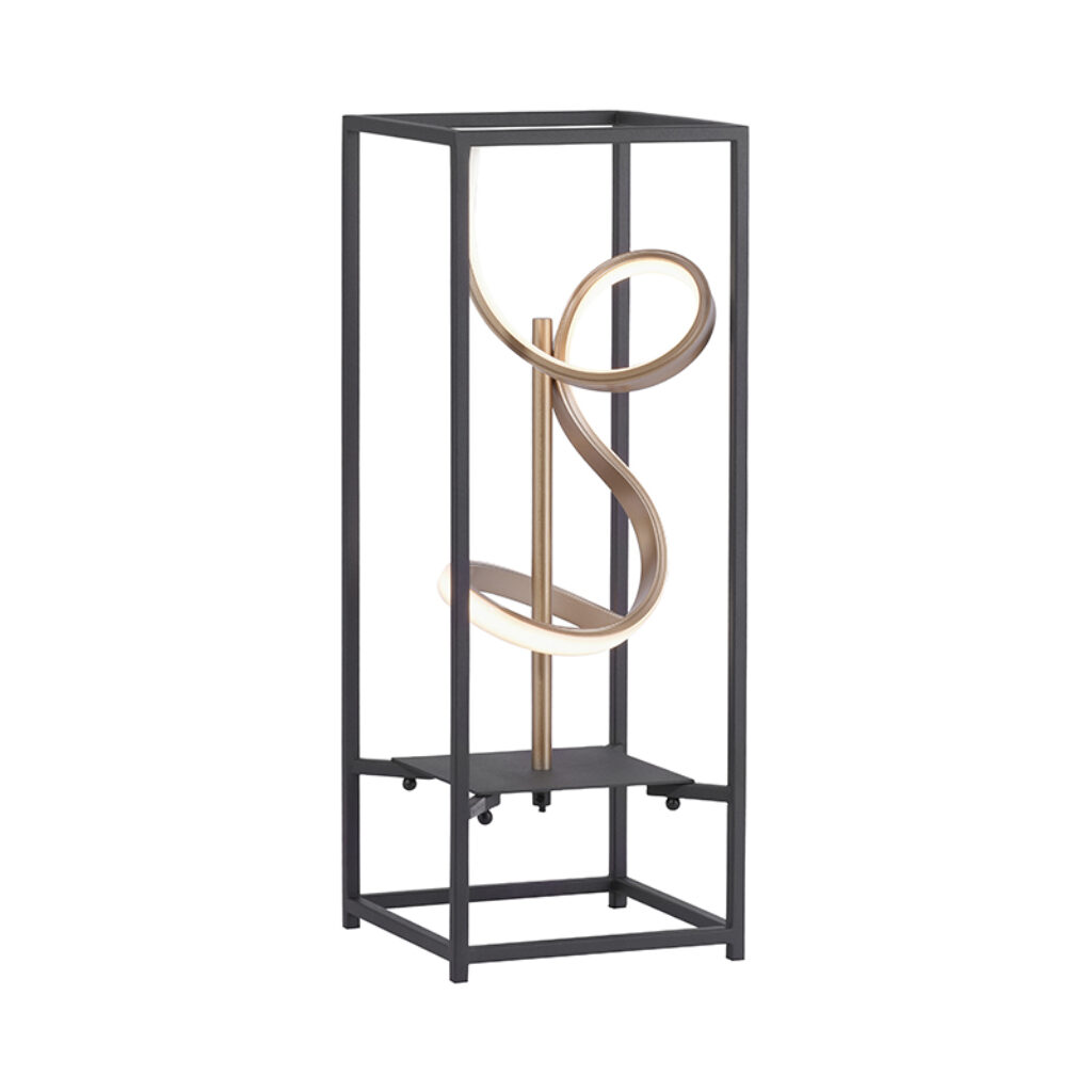 tafellampen Tafellamp zwart met goud incl. LED dimmer Emile Staal Zwart Haal een moderne eyecatcher in huis Emile. Het open en design zorgt voor prachtig