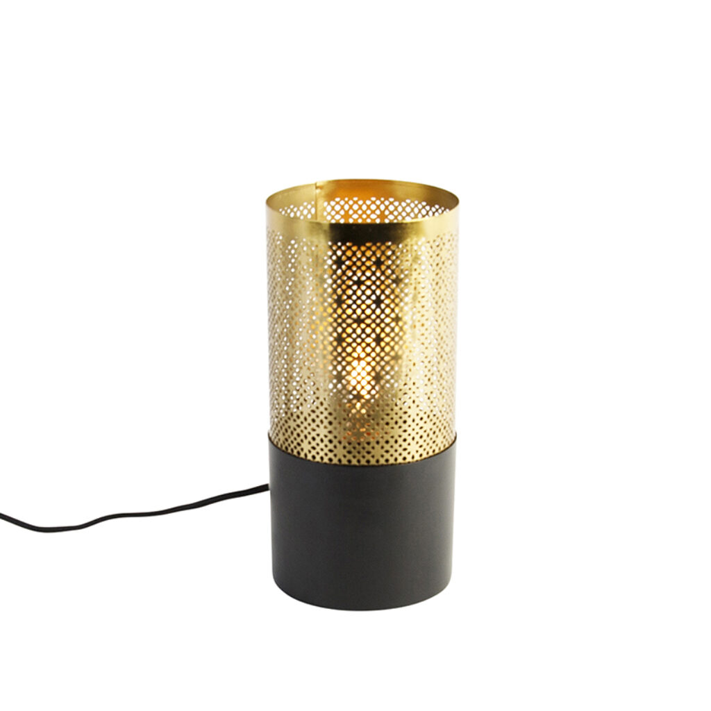 tafellampen tafellamp zwart met goud Raspi Staal Wat een sfeermaker is Een oosters tintje. Hij gemaakt van staal en afgewerkt in het goud. De heeft diameter 115