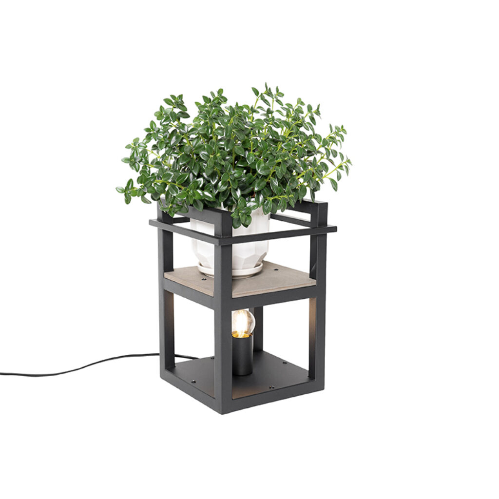 tafellampen tafellamp zwart met hout Cage Rack StaalHout Zwart Hoe handig en stoer is deze waarin je opbergruimte gemakkelijk combineert sfeerverlichting.