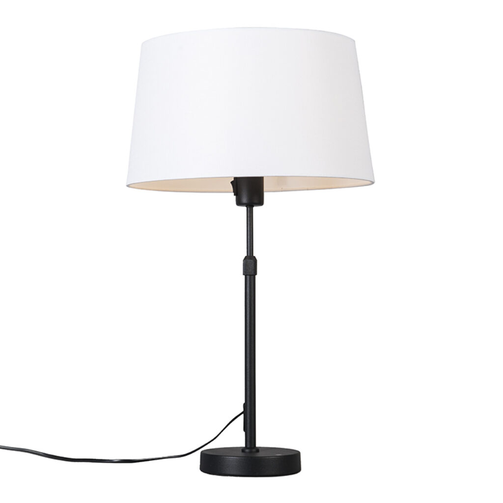 tafellampen Tafellamp zwart met kap wit 35 cm verstelbaar Parte StofStaal Wit Hou jij wel van een klassieke touch in je Dan is deze tafellamp echt iets voor Een