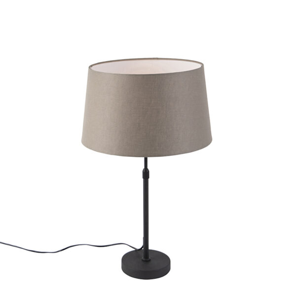 tafellampen Tafellamp zwart met linnen kap taupe 35 cm verstelbaar Parte LinnenStaal Taupe Hou jij wel van een klassieke touch in je Dan is deze tafellamp echt