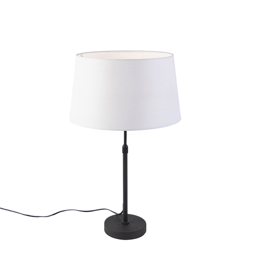 tafellampen Tafellamp zwart met linnen kap wit 35 cm verstelbaar Parte LinnenStaal Wit Hou jij wel van een klassieke touch in je Dan is deze tafellamp echt iets