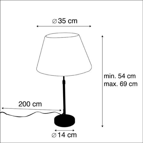 Tafellamp zwart met plisse kap crème 35 cm verstelbaar - Parte - Afbeelding 3