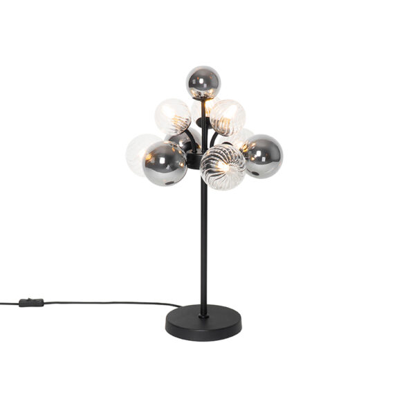 tafellampen Tafellamp zwart met smoke en helder glas Bonnie GlasStaal Zwart Haal een echte eyecatcher in huis Bonnie. Deze Art Deco tafellamp heeft heldere