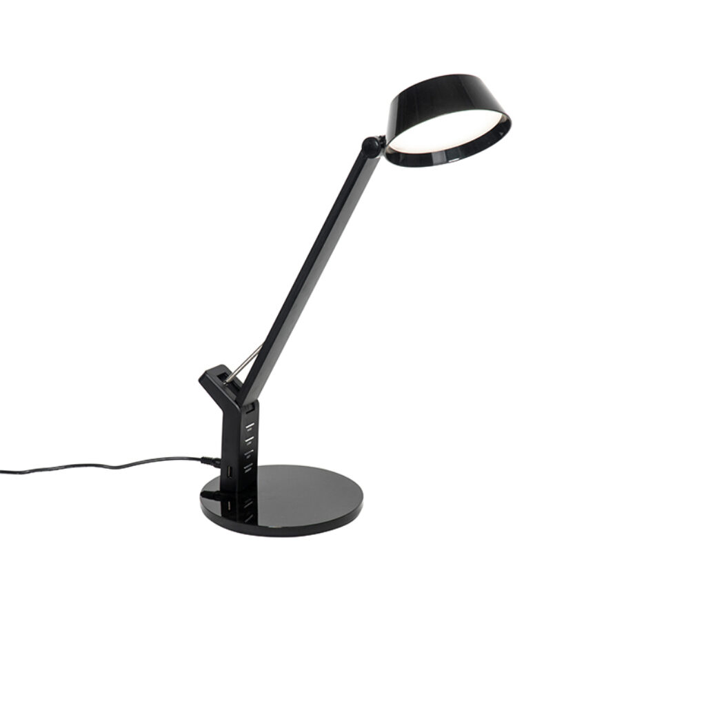 tafellampen Tafellamp zwart met touch incl. LED Edward AluminiumKunststof Zwart Ben je op zoek naar een fijne tafellamp voor het lezen van de krant boek of