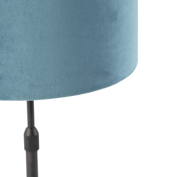 Tafellamp zwart met velours kap blauw met goud 25 cm - Parte - Afbeelding 2