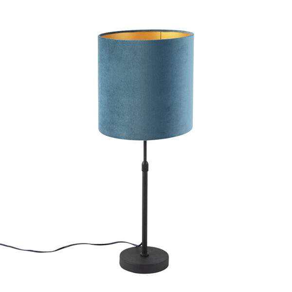 tafellampen Tafellamp zwart met velours kap blauw goud 25 cm Parte StaalStof Blauw Hou jij wel van een klassieke touch in je Dan is deze tafellamp echt iets