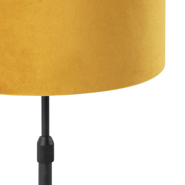Tafellamp zwart met velours kap geel met goud 25 cm - Parte - Afbeelding 2