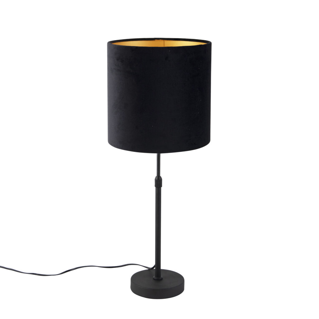 tafellampen Tafellamp zwart met velours kap goud 25 cm Parte StaalStof Zwart Hou jij wel van een klassieke touch in je Dan is deze tafellamp echt iets voor Een