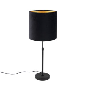 tafellampen Tafellamp zwart met velours kap goud 25 cm Parte StaalStof Zwart Hou jij wel van een klassieke touch in je Dan is deze tafellamp echt iets voor Een